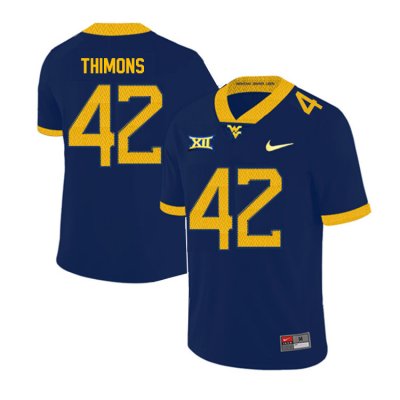 Men's West Virginia Mountaineers NCAA #42 Logan Thimons Navy Authentic Nike 2019 Stitched College Football Jersey GC15J52PC